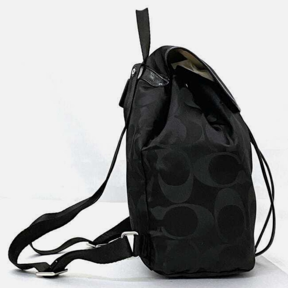 Coach Rucksack EC-22300 Black Signature F77350 Good Condition Canvas Leather - Picture 2 of 13